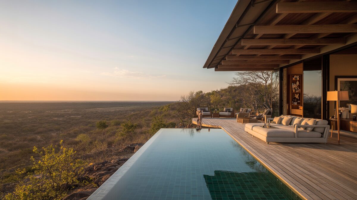 Private plunge pool at luxury safari lodge