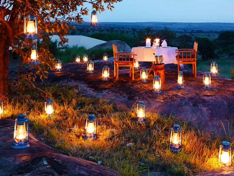 Private dining under the stars at safari lodge