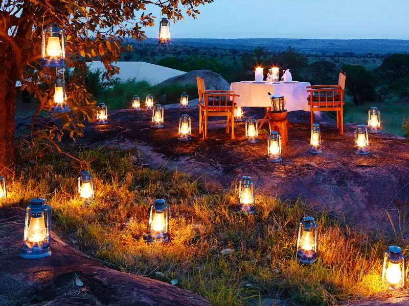 Private dining under the stars at safari lodge