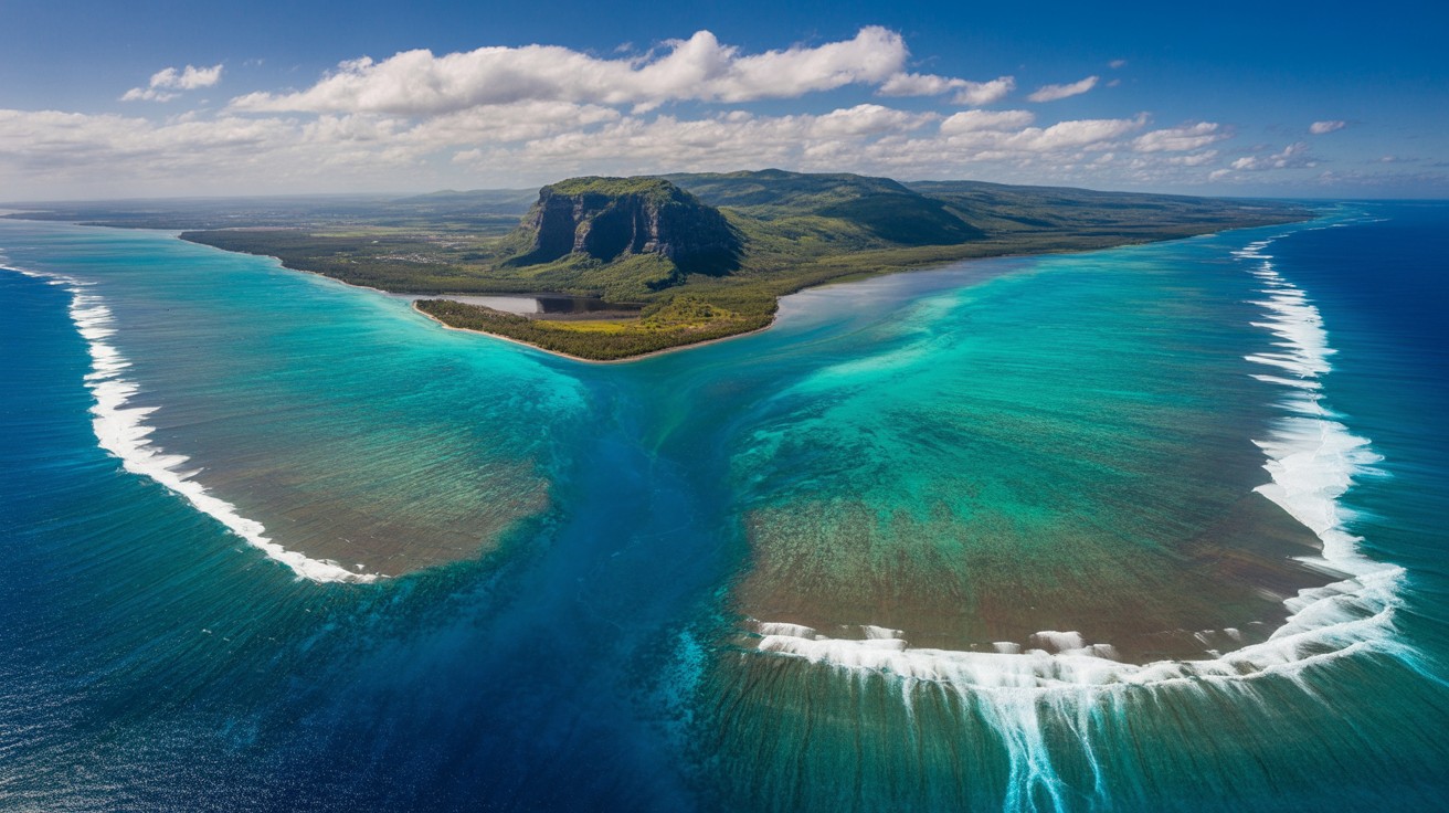 Mauritius Underwater Waterfall Helicopter Flight — Le Morne, Mauritius