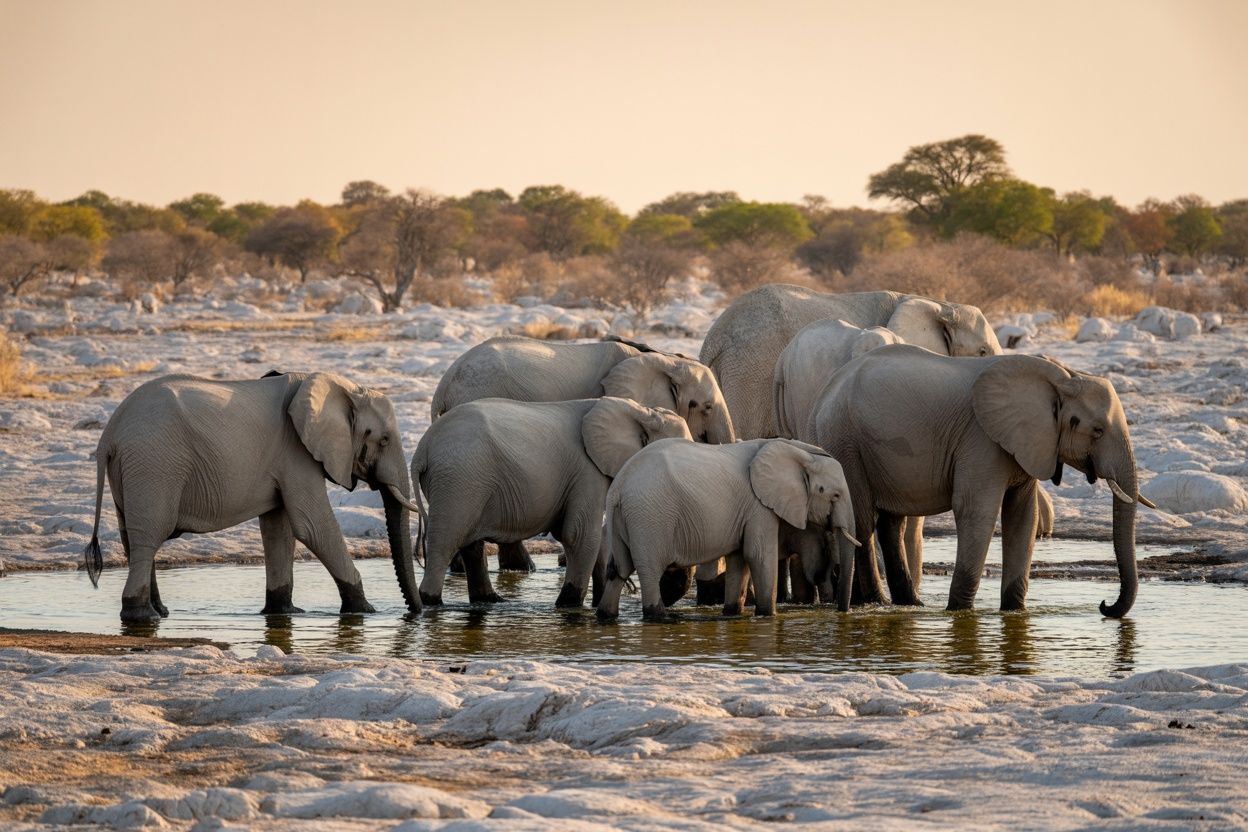 Etosha National Park Safari — Waterhole Game Viewing — Etosha National Park, Namibia